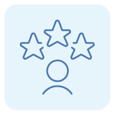 Ícone Pessoa rodeada de estrelas - Profissionais com as habilidades certas Ícone Pessoa rodeada de estrelas - Profissionais com as habilidades certas