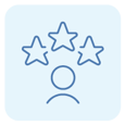 Ícone Pessoa rodeada de estrelas - Profissionais com as habilidades certas Ícone Pessoa rodeada de estrelas - Profissionais com as habilidades certas