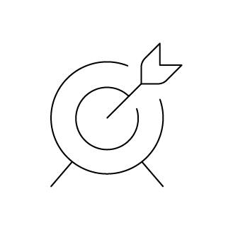 Ícone de alvo com flecha acertando o centro, simbolizando foco, meta ou objetivo. Ícone de alvo com flecha acertando o centro, simbolizando foco, meta ou objetivo.