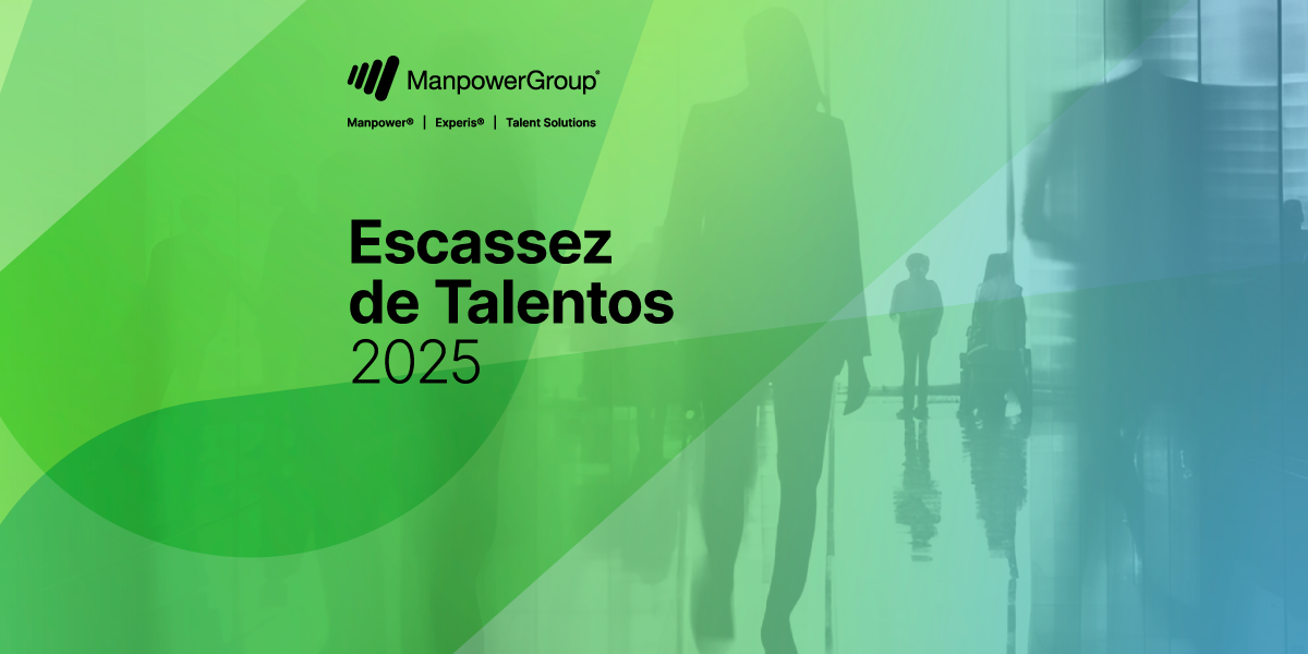 nner com fundo em tons gradientes de verde e azul, exibindo silhuetas de pessoas em um ambiente corporativo. Na parte superior está o logotipo do ManpowerGroup com as marcas 'Manpower', 'Experis' e 'Talent Solutions'. Ao centro, o texto 'Escassez de Talentos 2025' em preto. nner com fundo em tons gradientes de verde e azul, exibindo silhuetas de pessoas em um ambiente corporativo. Na parte superior está o logotipo do ManpowerGroup com as marcas 'Manpower', 'Experis' e 'Talent Solutions'. Ao centro, o texto 'Escassez de Talentos 2025' em preto.