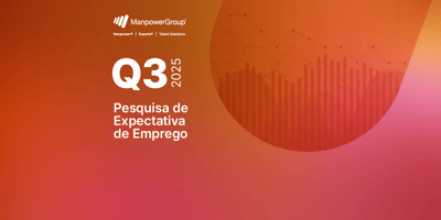 Um gráfico laranja com o logo ManpowerGroup, "Q3 2025" e "Pesquisa de Expectativa de Emprego" em branco. Um gráfico laranja com o logo ManpowerGroup, "Q3 2025" e "Pesquisa de Expectativa de Emprego" em branco.