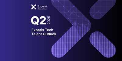 Banner digital com fundo roxo escuro e elementos gráficos modernos em tons de azul e lilás. No centro, a sigla "Q2 2025" aparece em destaque, seguida pelo título "Experis Tech Talent Outlook". O logotipo da Experis, parte do ManpowerGroup, está posicionado no canto superior esquerdo. O design inclui formas geométricas com padrões de gráficos e linhas conectando pontos, sugerindo análise de dados e tecnologia. Banner digital com fundo roxo escuro e elementos gráficos modernos em tons de azul e lilás. No centro, a sigla "Q2 2025" aparece em destaque, seguida pelo título "Experis Tech Talent Outlook". O logotipo da Experis, parte do ManpowerGroup, está posicionado no canto superior esquerdo. O design inclui formas geométricas com padrões de gráficos e linhas conectando pontos, sugerindo análise de dados e tecnologia.