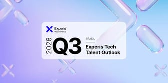 Banner institucional da Experis ManpowerGroup com o título ‘2026 Q2 – Experis Tech Talent Outlook’, em fundo claro com tons de lilás e azul.