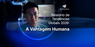 Homem em ambiente tecnológico, “Tendências Globais 2026”.