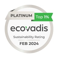 Selo de Sustentabilidade EcoVadis, nível Platina, indicando estar no Top 1%. Fevereiro de 2024 Selo de Sustentabilidade EcoVadis, nível Platina, indicando estar no Top 1%. Fevereiro de 2024